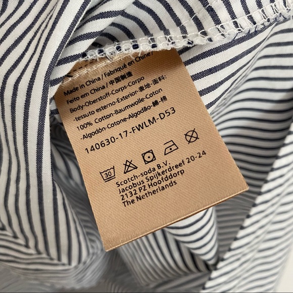 SCOTCH & SODA Asymmetric Striped Shirt Snap Buttons Small - Picture 6 of 8